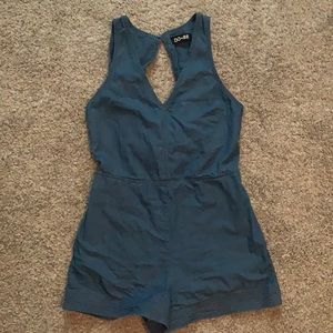 Open Back Chambray Romper.
